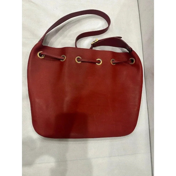 Saint Laurent Women's 6236 Sangria Red Medium Paris VII Leather Hobo Tote Bag - Picture 4 of 6